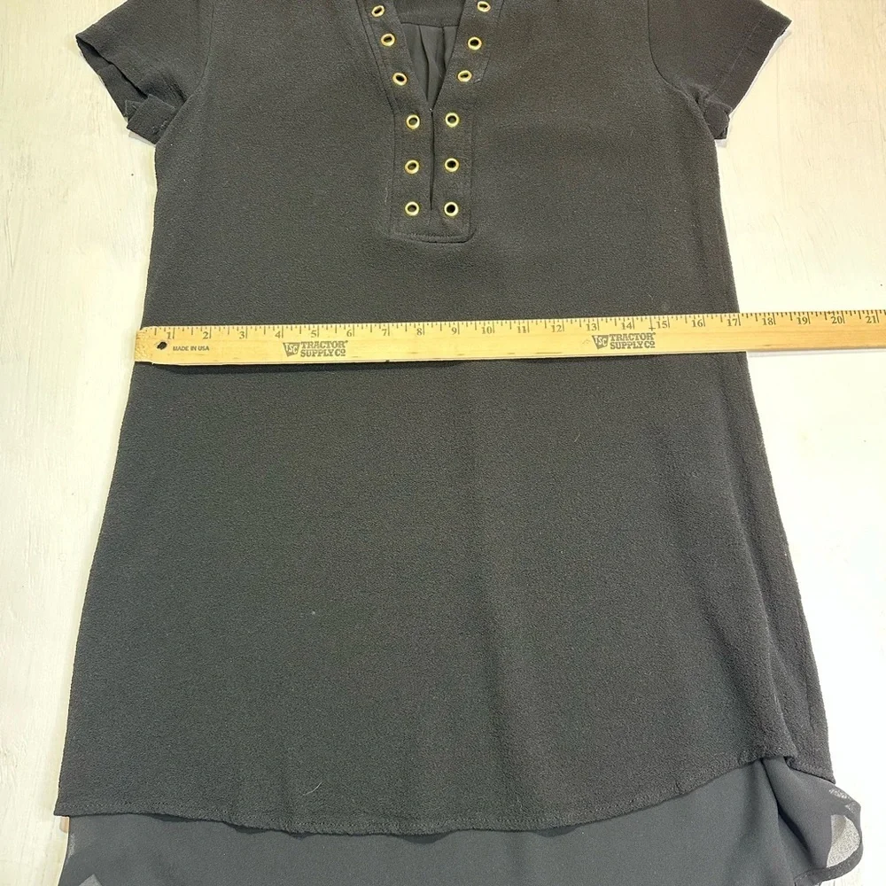Michael Michael Kors Black Shift Dress Small Grommet Neck High Low Hem